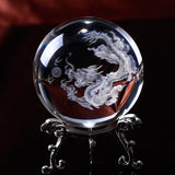 Glass Ball 3D Laser Engraved Dragon Crystal Ball Feng Shui Globe Home Decoration Accessories Miniatures Gifts