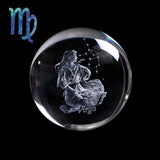 60 MM 3D Zodiac Sign Star Crystal Ball Laser Engraved Glass Sphere Crystal Craft Home Decor Birthday Gift Ornament