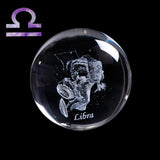 60 MM 3D Zodiac Sign Star Crystal Ball Laser Engraved Glass Sphere Crystal Craft Home Decor Birthday Gift Ornament