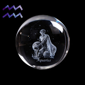 60 MM 3D Zodiac Sign Star Crystal Ball Laser Engraved Glass Sphere Crystal Craft Home Decor Birthday Gift Ornament